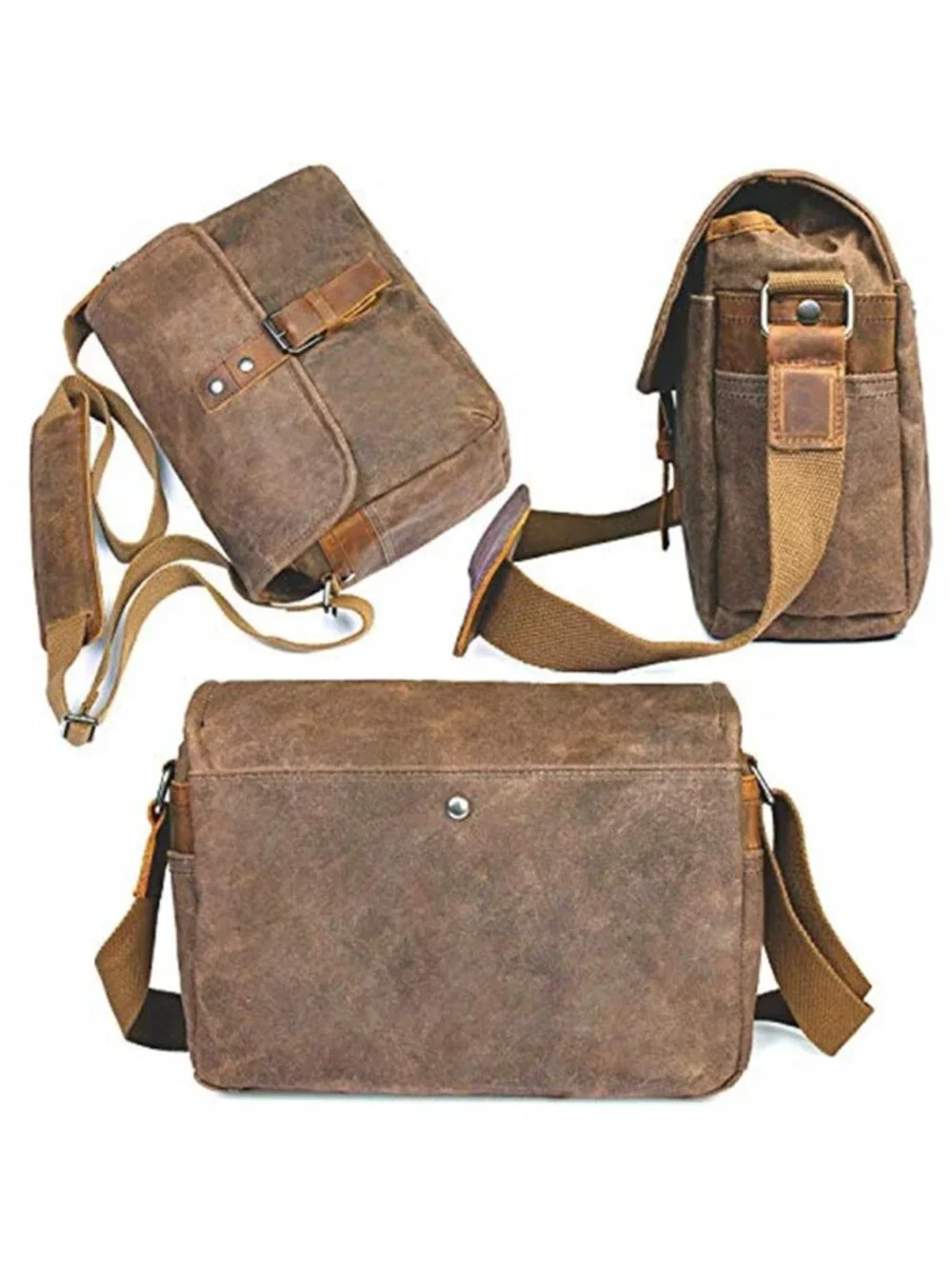 Men's SLR Camera Bag Waterproof Wax Canvas Bag Vintage Camera Case Messenger Bag